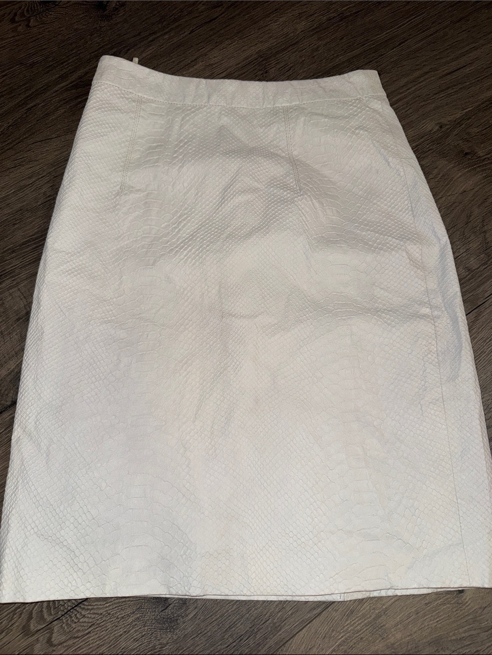 Milly White Textured Pencil Skirt leather